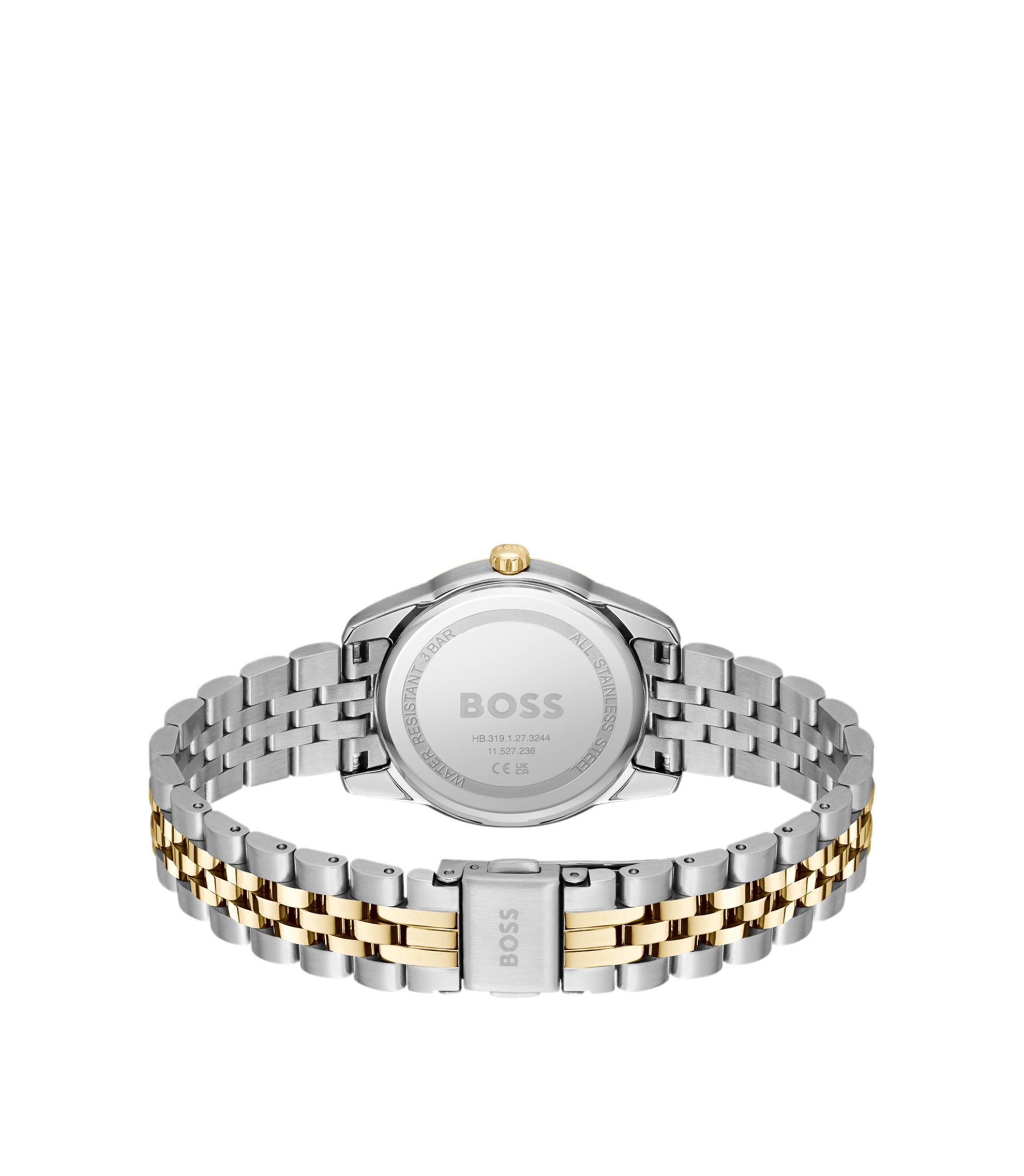BOSS Uhr mit grünem Zifferblatt und zweifarbigem Armband