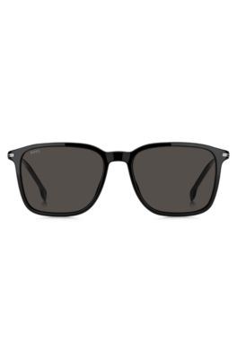 Matte-black sunglasses with stripe detail, Black