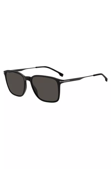 Matte-black sunglasses with stripe detail