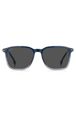 Degrad&eacute;-blue sunglasses with striped detail, Blue