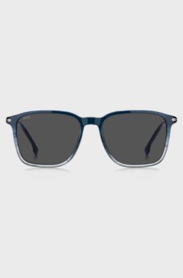 Degrad&eacute;-blue sunglasses with striped detail, Blue