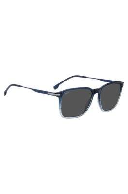 Degrad&eacute;-blue sunglasses with striped detail, Blue