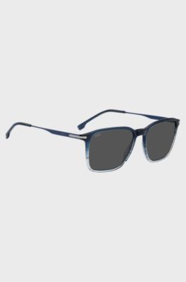 Degrad&eacute;-blue sunglasses with striped detail, Blue