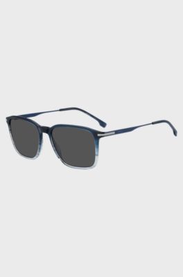 Occhiali da sole blu d&eacute;grad&eacute; con dettaglio a righe, Blu