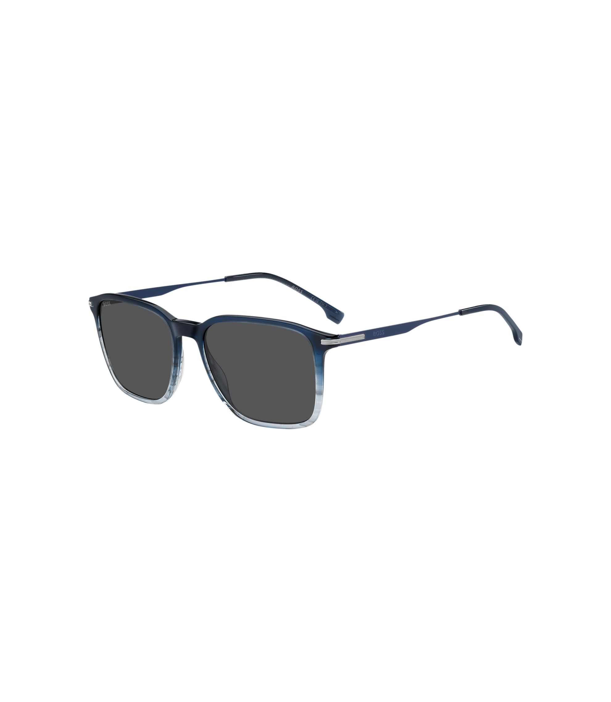 Degradé-blaue Sonnenbrille mit Detail im Streifen-Dessin
