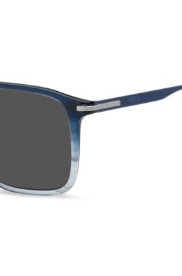 Degrad&eacute;-blue sunglasses with striped detail, Blue