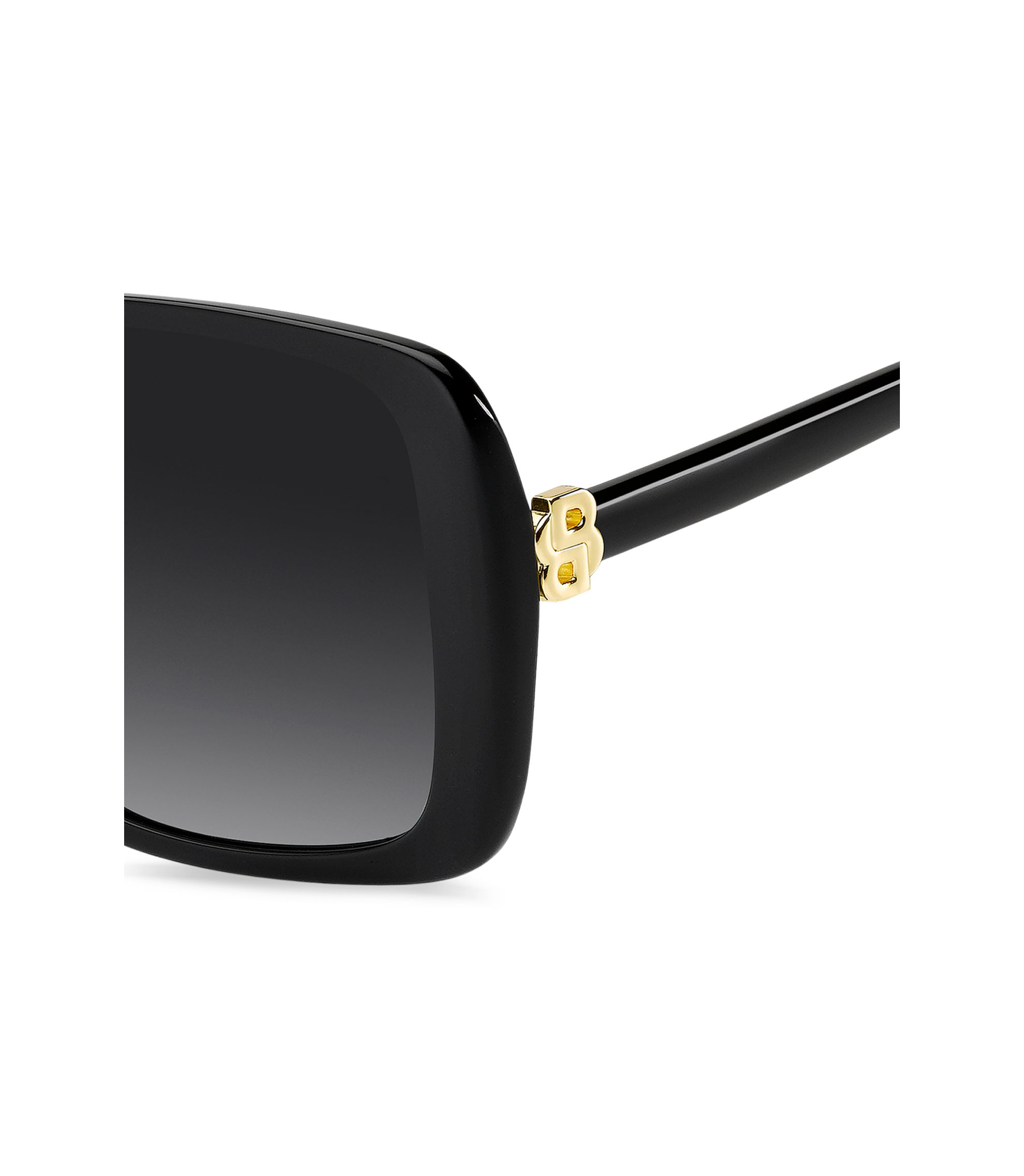 Boss Women\'s Glossy Black Rectangular Sunglasses BOSS - Black-acetate sunglasses with Double B monogram main image 4