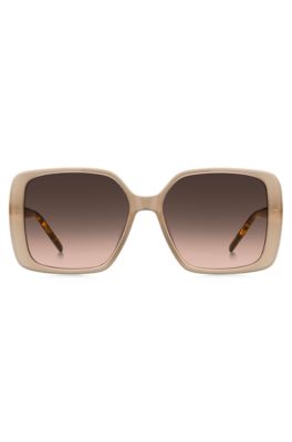 Transparent-nude sunglasses with Double B monogram, Beige