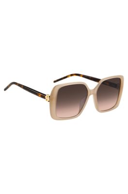 Transparent-nude sunglasses with Double B monogram, Beige