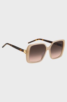 Transparent-nude sunglasses with Double B monogram, Beige