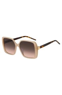Occhiali da sole trasparenti color nudo con monogramma Double B, Beige