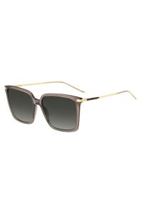 Transparent-brown sunglasses with gold-tone trims, Beige