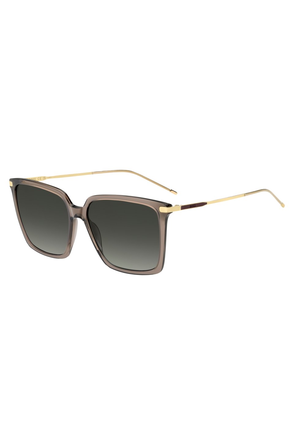 Transparent-brown sunglasses with gold-tone trims