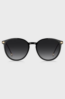 Black-acetate sunglasses with gold-tone temples, Black