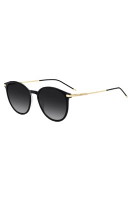 Black-acetate sunglasses with gold-tone temples