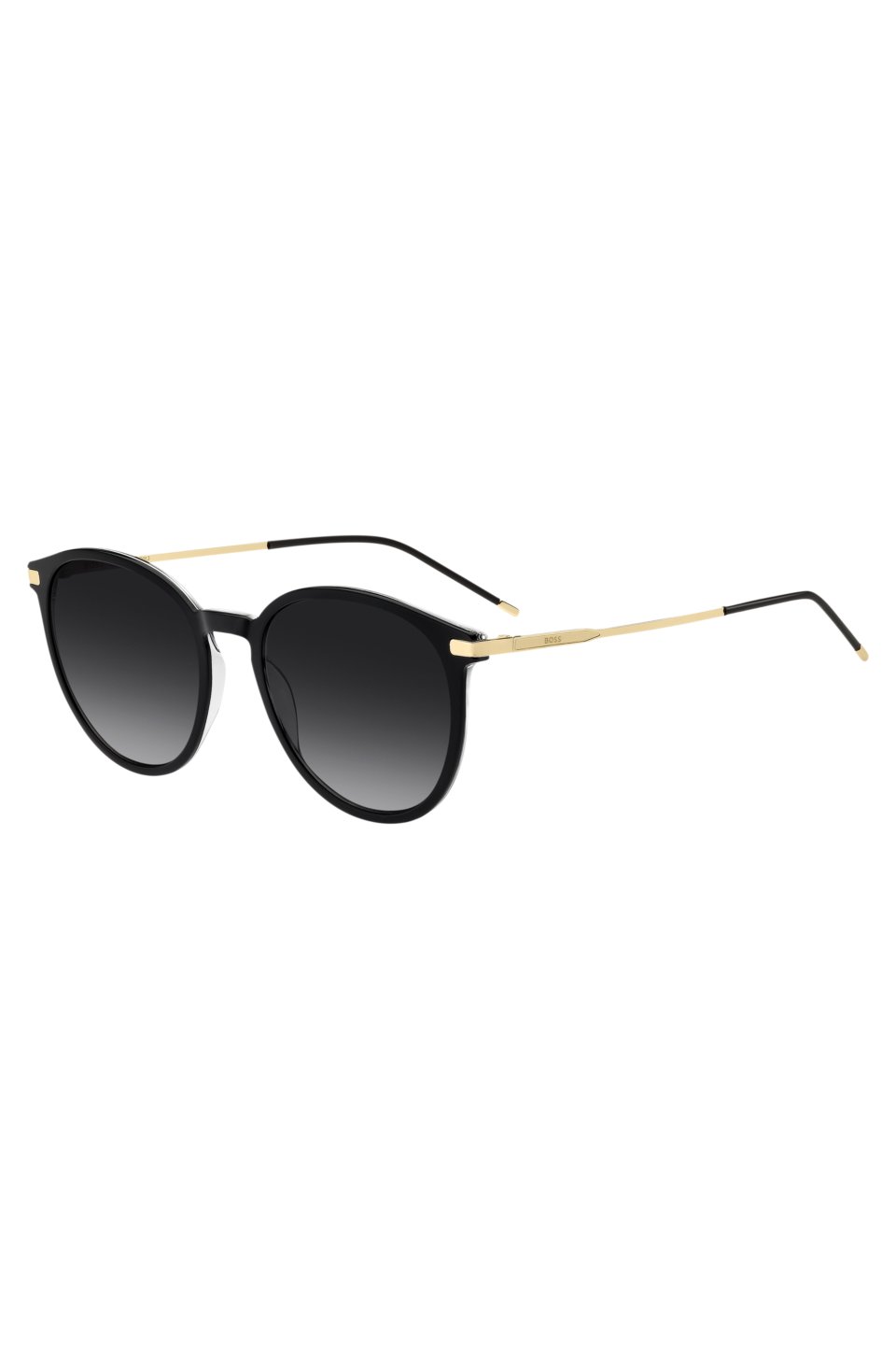 Black-acetate sunglasses with gold-tone temples