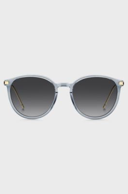 Blue-grey sunglasses with gold-tone temples, Light Blue