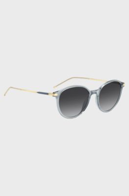Blue-grey sunglasses with gold-tone temples, Light Blue