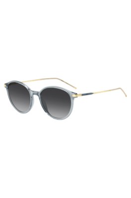 Blue-grey sunglasses with gold-tone temples