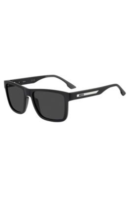 Matte-black sunglasses with logo insert, Black