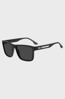 Matte-black sunglasses with logo insert, Black