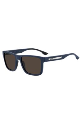 Matte-blue sunglasses with logo insert, Blue