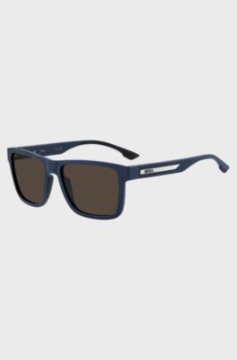Matte-blue sunglasses with logo insert, Blue