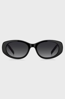 Sonnenbrille aus schwarzem Acetat mit Double-B-Monogramm, Schwarz