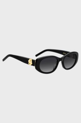 Lunettes de soleil en ac&eacute;tate noir avec double monogramme B, Noir