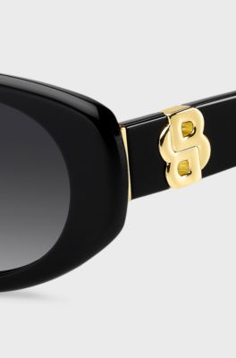 Black-acetate sunglasses with Double B monogram, Black