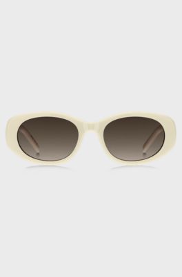 Lunettes de soleil en ac&eacute;tate cr&egrave;me avec double monogramme B, Naturel
