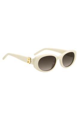 Cream-acetate sunglasses with Double B monogram, Natural