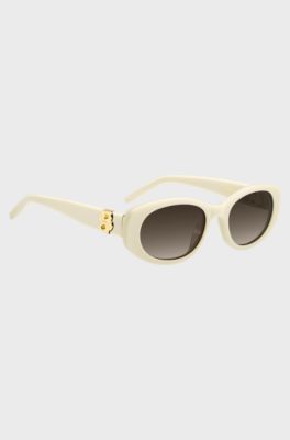 Lunettes de soleil en ac&eacute;tate cr&egrave;me avec double monogramme B, Naturel