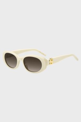 Occhiali da sole in acetato crema con monogramma Double B, Colore neutro