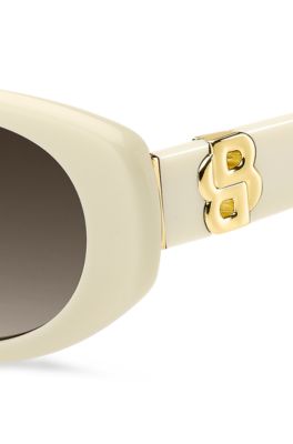 Cream-acetate sunglasses with Double B monogram, Natural