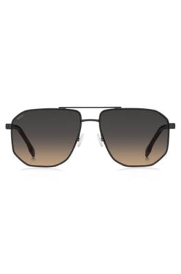 -steel sunglasses with gold-tone logo insert 1