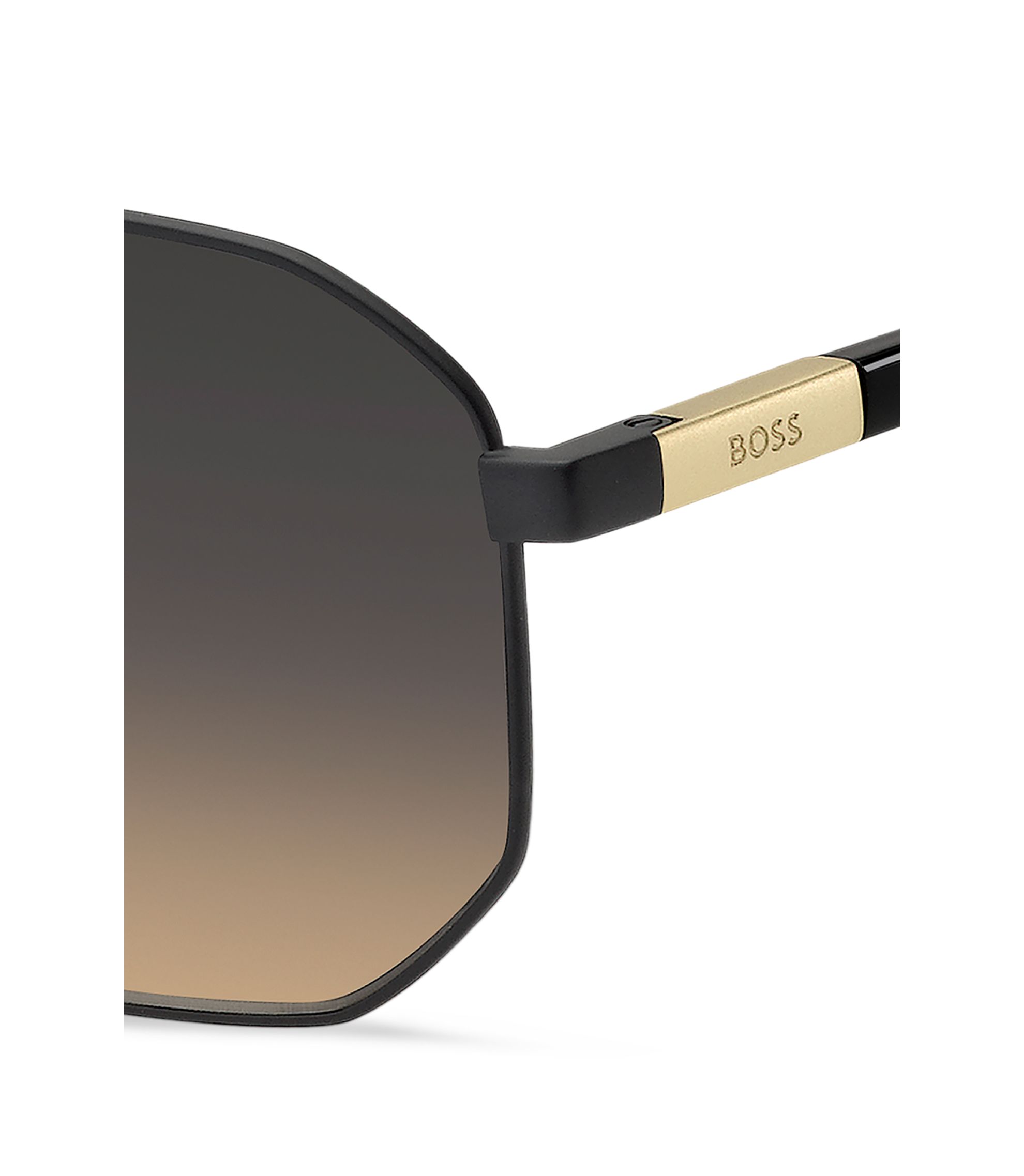 Boss Black Sunglass Temple Arm with Gold Logo BOSS - Metal-temple sunglasses in black acetate main image 2