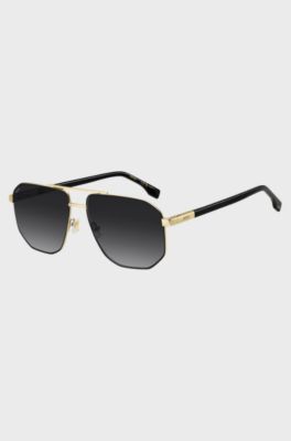 Gold-tone sunglasses with black trims, Assorted-Pre-Pack