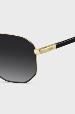 Gold-tone sunglasses with black trims, Assorted-Pre-Pack