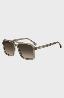 Sonnenbrille in transparentem Braun mit Logo-Details, Beige
