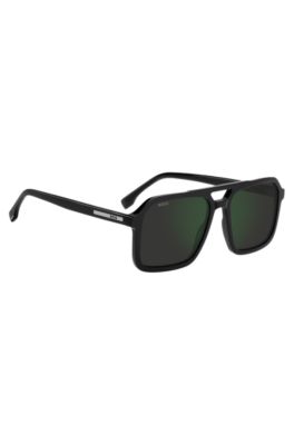 Black sunglasses with logo trim, Black