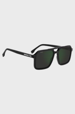 Black sunglasses with logo trim, Black