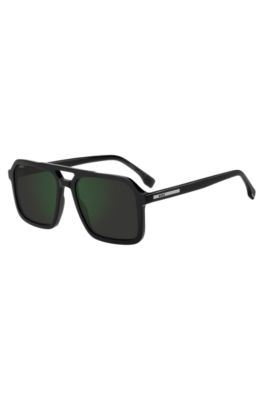 Black sunglasses with logo trim, Black