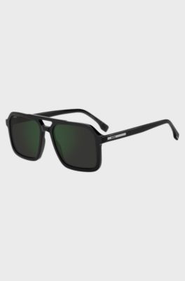 Black sunglasses with logo trim, Black