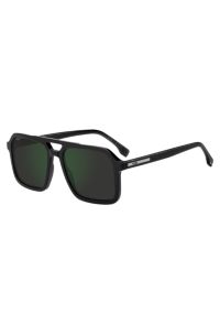 Black sunglasses with logo trim, Black