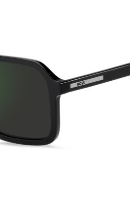Black sunglasses with logo trim, Black