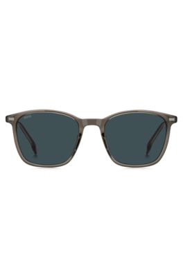 Brown-grey sunglasses with stripe detail, Light Brown