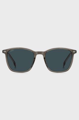 Occhiali da sole marrone-grigio con dettaglio a righe, Marrone chiaro
