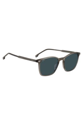 Brown-grey sunglasses with stripe detail, Light Brown