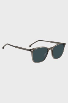 Brown-grey sunglasses with stripe detail, Light Brown